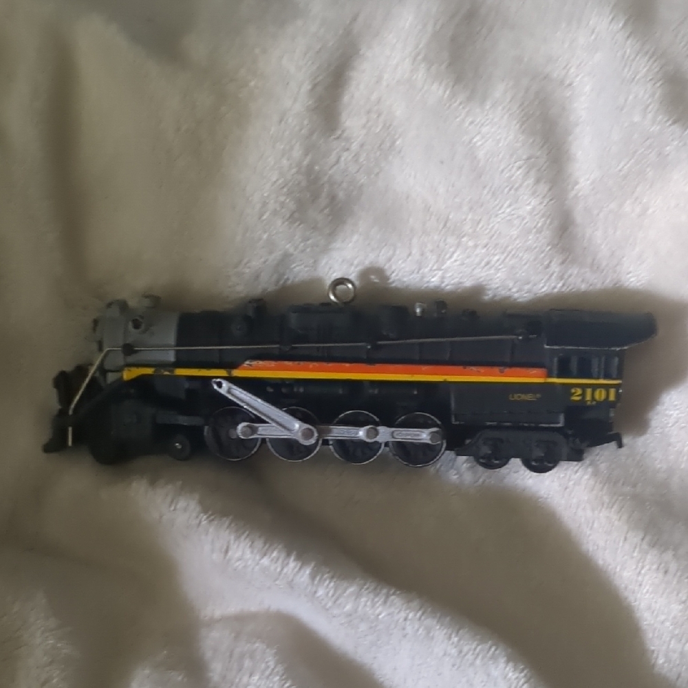 Hallmark Black Train Ornament with Red and Yellow Stripe